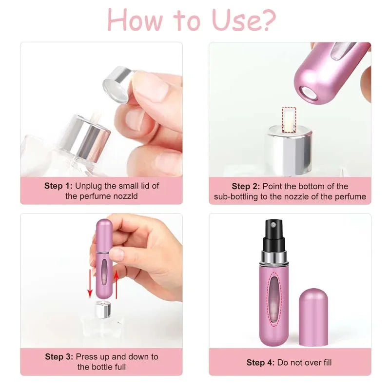 1/5PCS Portable Mini Refillable Perfume Bottle With Spray Scent Pump Empty Cosmetic Containers Atomizer Bottle For Travel